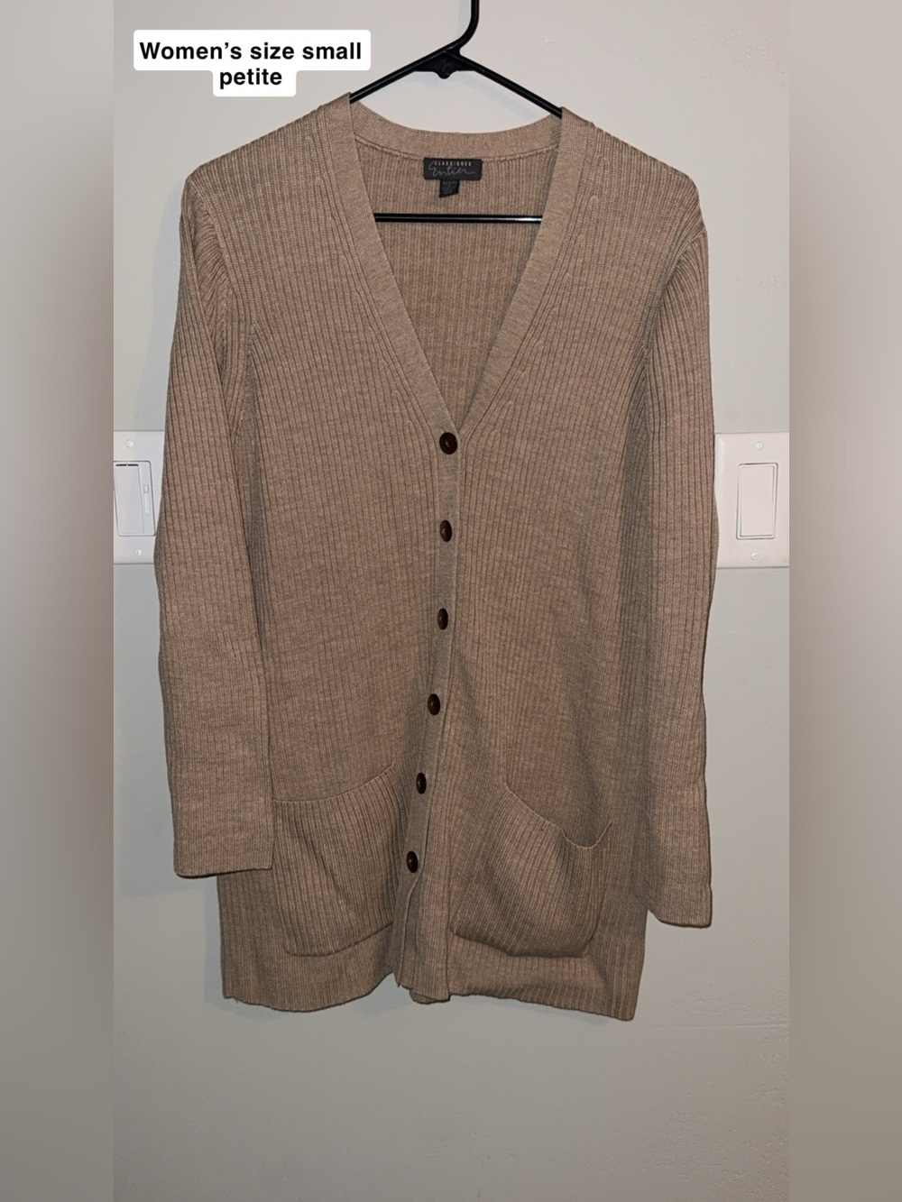 Men's Ribbed Button-Front Cardigan Sweater - Taupe